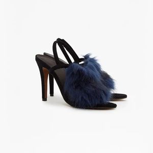 French Connection Nina Fur Strap Sandals Suede 6